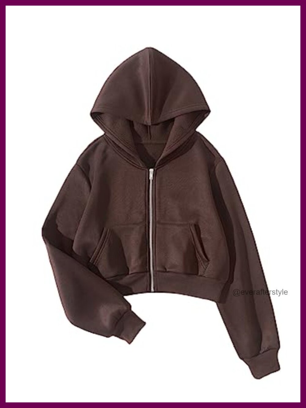 Women's Zip Up Hoodie Drop Shoulder Cropped Sweatshirt with Kangaroo Pockets